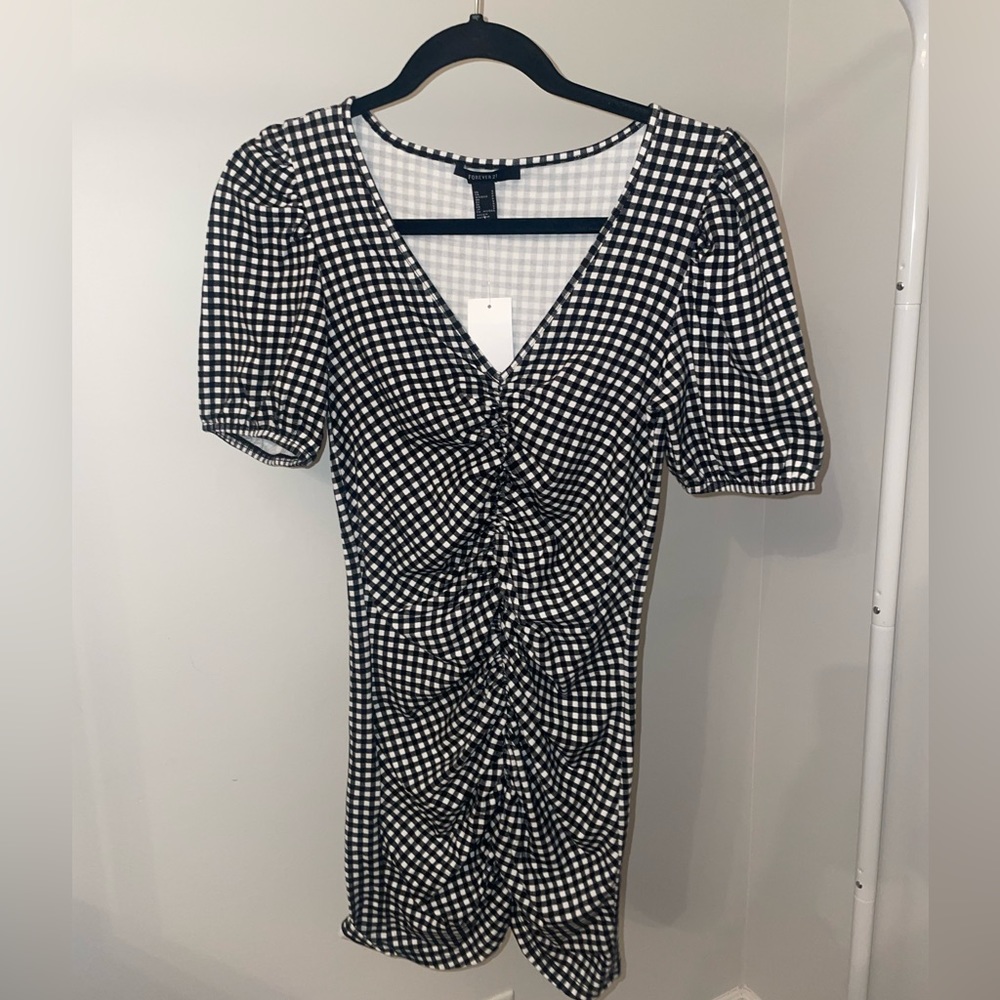 Forever21 White & Black Checkered Dress